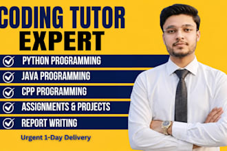 be your tutor for python, cpp, c, java, r, csharp and web programming teacher