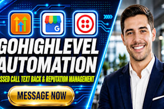 setup gohighlevel missed call text back and reputation management, pipeline, tag