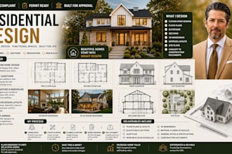 draw residential design custom home architectural permit drawings