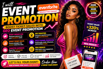 promote eventbrite, MLM, ticket sales with targeted event ads, event management