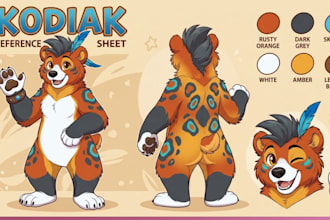 draw a custom furry character, fursona or furry reference sheet