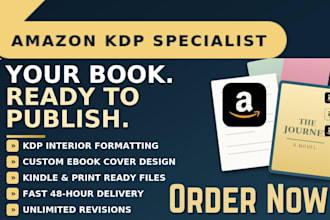 do amazon kdp book formatting, kindle publishing and ebook cover design