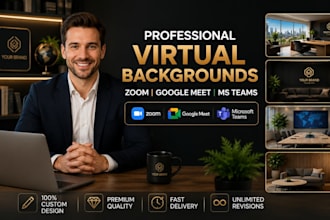 zoom virtual background design office mockup google meet bg and logo for ms team