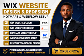 design redesign wix website hotmart webflow website setup