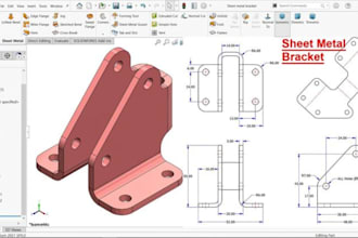 3d cad modeling, sheet metal design, laser cutting dxf and step files, printing