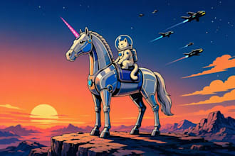 futuristic astronaut cat illustration