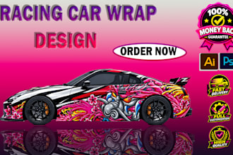 design custom racing car wrap, race car wrap, car wrap and decal