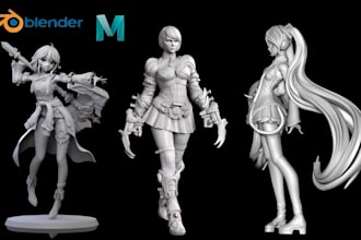 sculpt 3d anime character model action figure custom toy statues for 3d printing