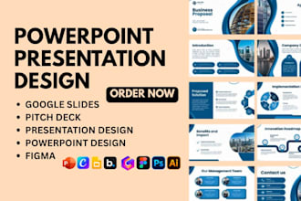 powerpoint, pitch deck, google slides, figma presentation design and redesign