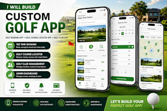 build custom golf app, golf booking app, golf course locator app, golf club app