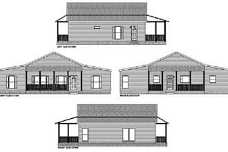 prepare barndominium floor plan, elevation, roof plan and permit ready drawings