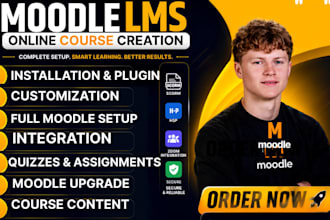 do set up for moodle lms website design, upgrade, customize, and course creation