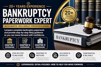 prepare complete chapter 7 bankruptcy paperwork urgently