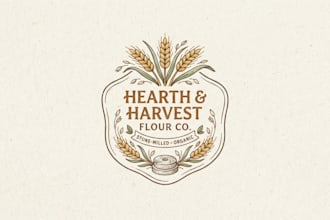 design a fresh and natural flour logo