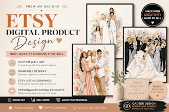 design etsy listing images, mockups and digital products