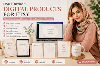 design etsy listing images, mockups and digital products