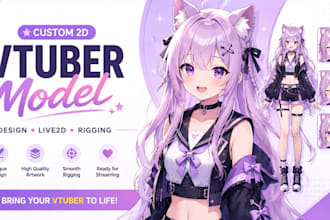 design and rig a 2d vtuber model and live2d avatar