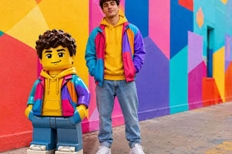 create a custom lego character and place you together in one photo