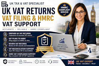 prepare and file UK vat returns and provide hmrc vat support
