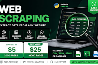 do python web scraping, data scraping, and web data mining