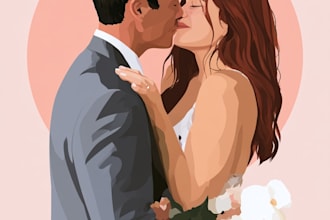 couple portrait wedding portrait illustration