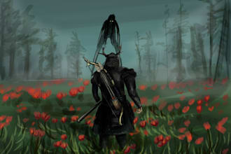 do digital illustration landscape art and pixel art