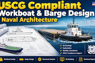 create uscg compliant workboat and barge design, naval architecture