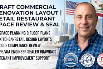 draft commercial renovation layout draw for retail restaurant space review seal