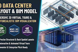create 3d data center layout bim model and 3d virtual tour
