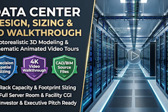 do data center design sizing 3d modeling and animated walkthrough