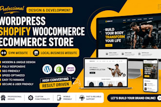 build wordpress shopify woocommerce  eccomerce store gym local business website