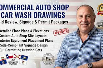 do specialty commercial drawing for autoshop car wash build review sign review
