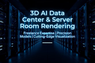 create 3d ai data center design and server room rendering