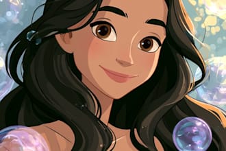 create a cute disney cartoon illustration