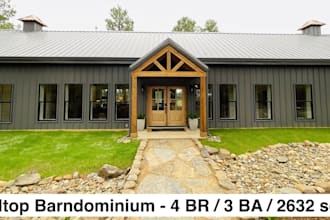 be your architect, 2d barndominium and pole barn house floor plan with rendering