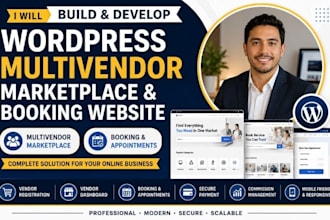 build and develop wordpress multivendor marketplace website booking website