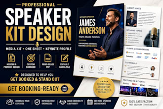 design a professional speaker kit, keynote speaker media kit, speaker one sheet