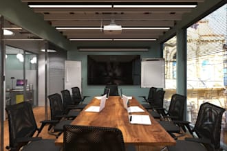 covert warehouse to industrial office spaces, workplace visualization render