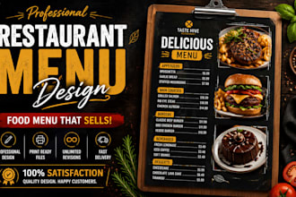 design restaurant menu,food flyer, cafe menu board,digital menu design,bar menu