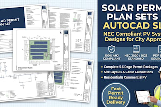 design solar permit plan sets, autocad sld, and nec compliant pv systems
