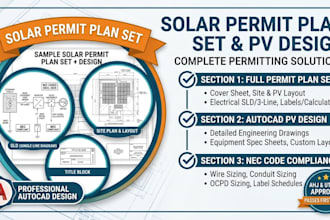 design solar permit plan sets, autocad sld, and nec compliant pv systems