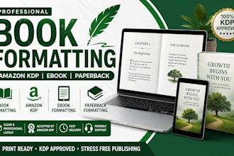 book formatting, amazon KDP, ebook formatting and paperback formatting