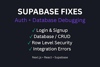 fix supabase authentication and database issues