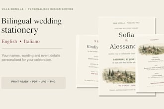 design bilingual english and italian wedding stationery