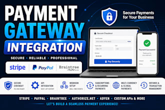 integrate stripe paypal braintree and custom payment gateway API