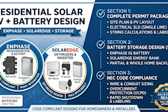 design enphase, solaredge, and battery storage residential solar pv plan sets