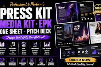 design press kit, media kit, epk, one sheet, pitch deck and magazine