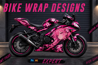 design a custom motorcycle wrap, bike wrap, boat wrap and racing graphics