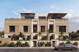 revit house model arabic villa,luxury exterior render,local building code design