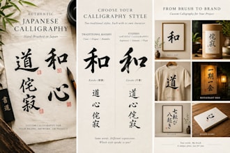custom japanese calligraphy and brush lettering